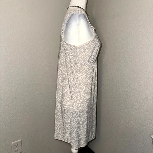 Rene Rofe Slip Dress Women XL Beige Gray Leopard Print Spaghetti Strap Sleepwear - Picture 2 of 8